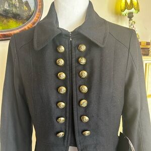 NWT 2OH Two Old Hippies Black Military Jacket Gold Buttons